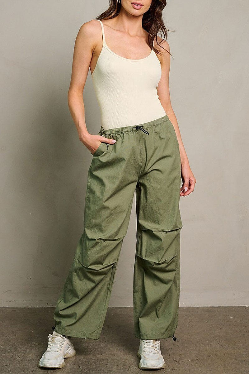 Elastic waist pockets jogger pants (EGWT1891)