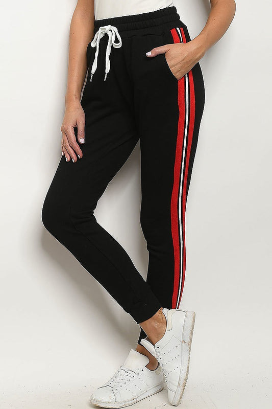 STRIPE CONTRAST SIDE DRAWSTRING WAIST JOGGER PANTS (DGB2766-2)