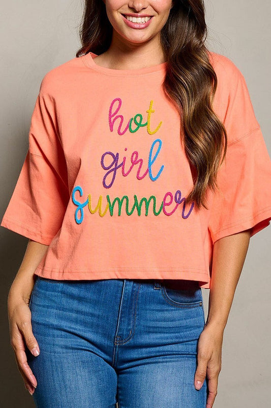 Short sleeve hot girl summer graphic top (EFWT9943)