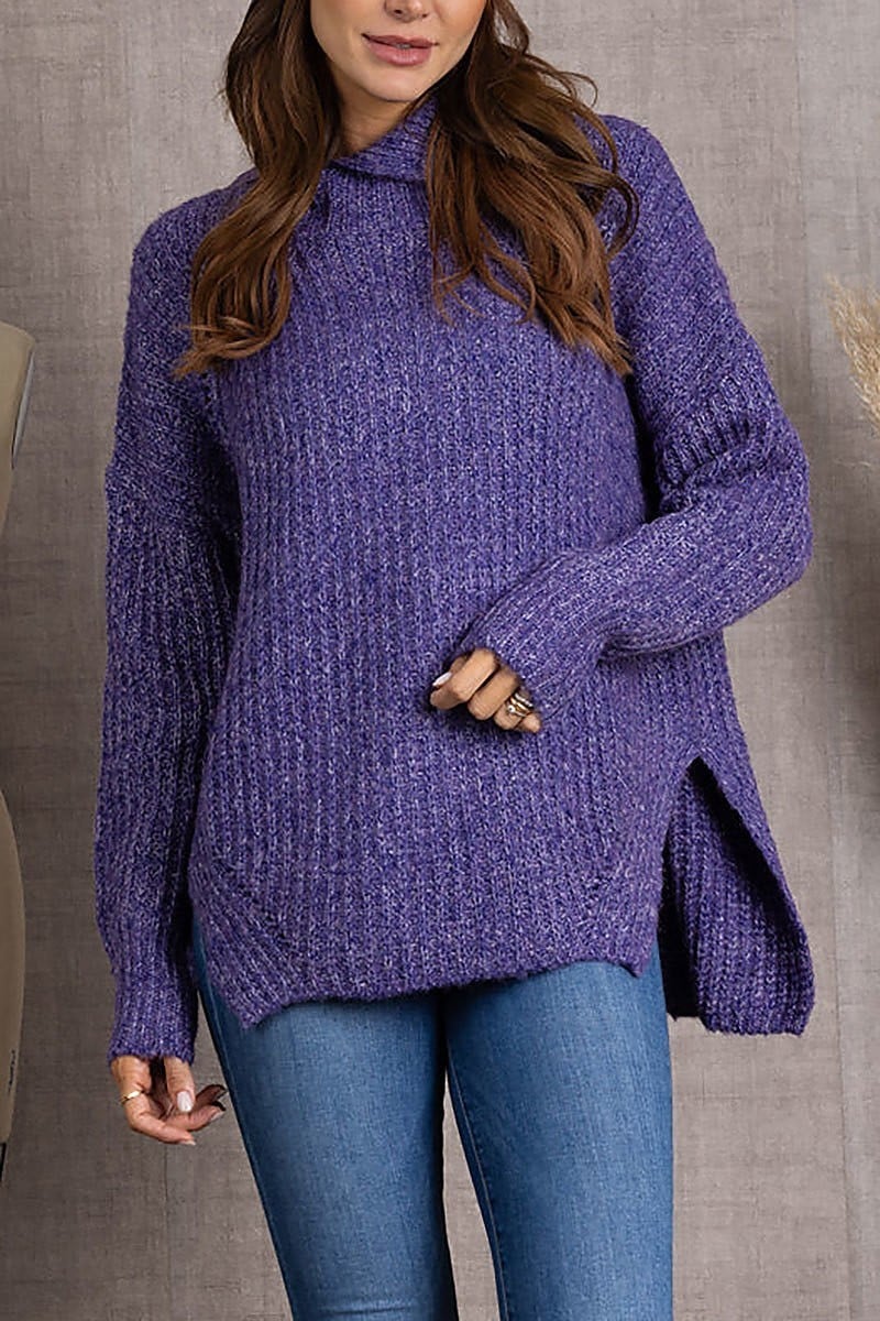 Broken rib stitch pullover sweater (EDSW3765)