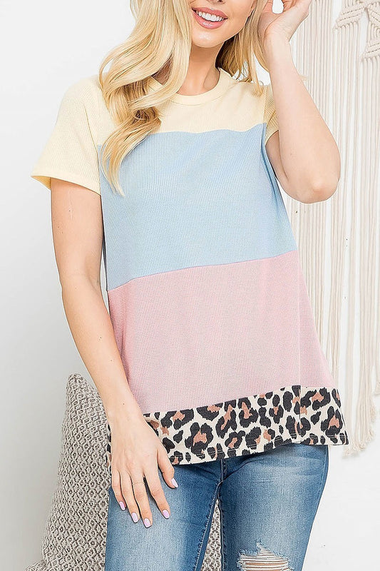 Thermo pd color block leopard contrast top (EF3664)