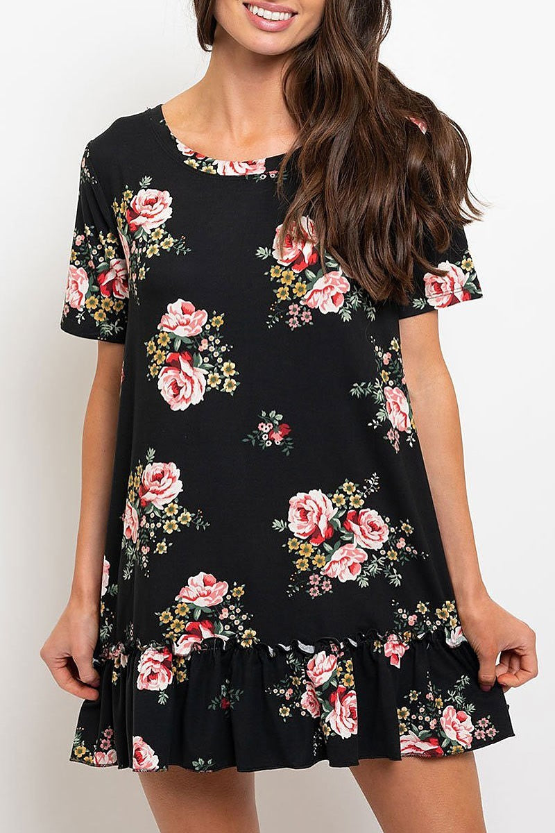 Ruffle hem detail floral print dress (EDWT2227)