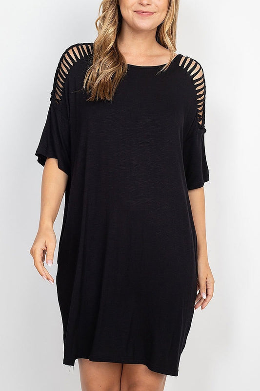 Cutout detail shoulder tunic dress (DED6835)