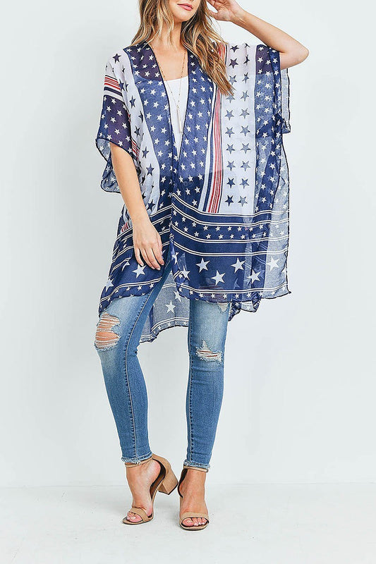 Multi star american flag kimono (ED9323)