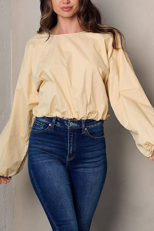 Long ballon sleeve solid top (EFWT2918)