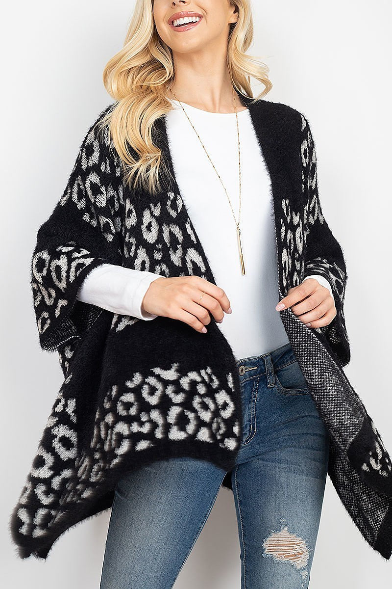 Leopard print sweater kimono (DGS5335)