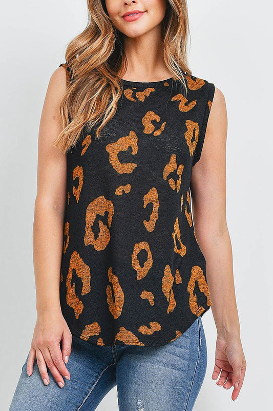 Crew neck animal print top (EF1268)