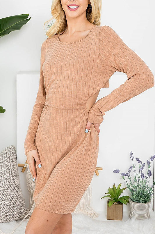 Cutout detial ribbed knit body con dress (DED7164)