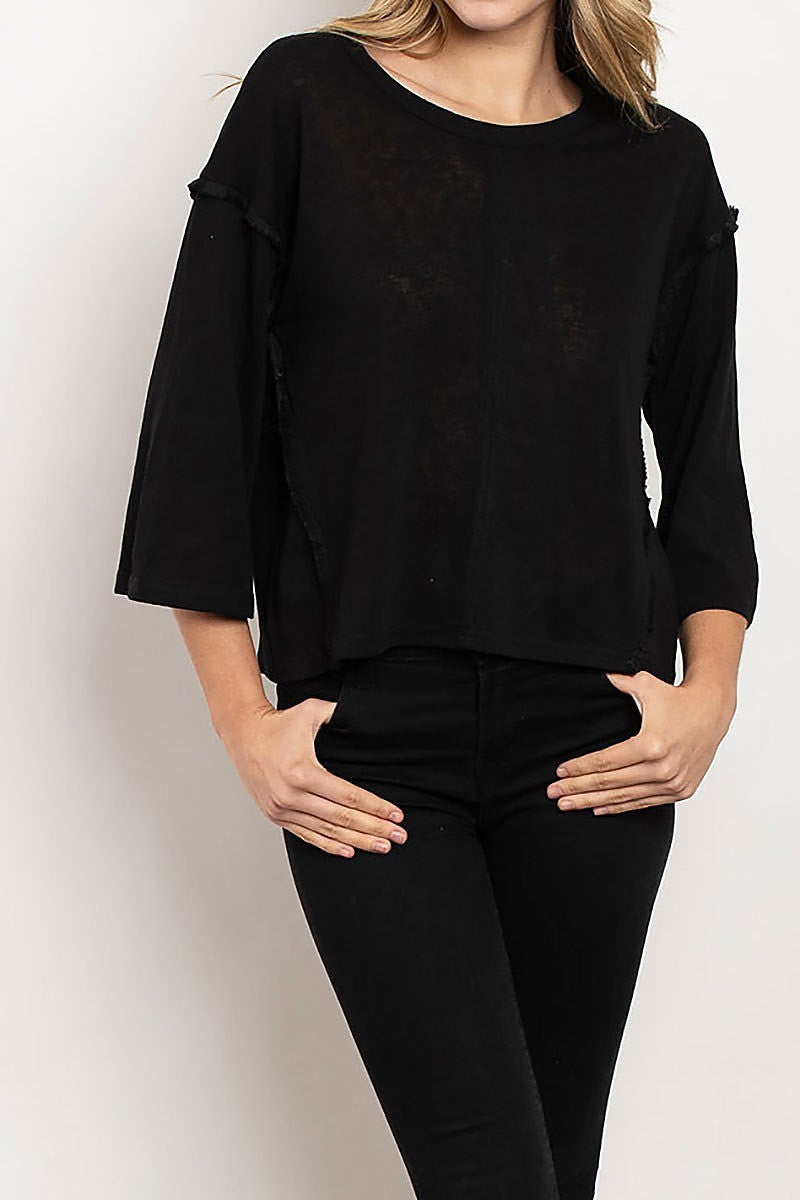 Bell sleeve round neck top (ED7941)