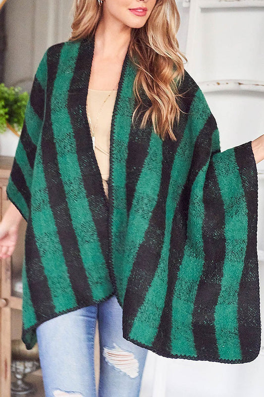 Plaid poncho kimono sweater (DGS6667)