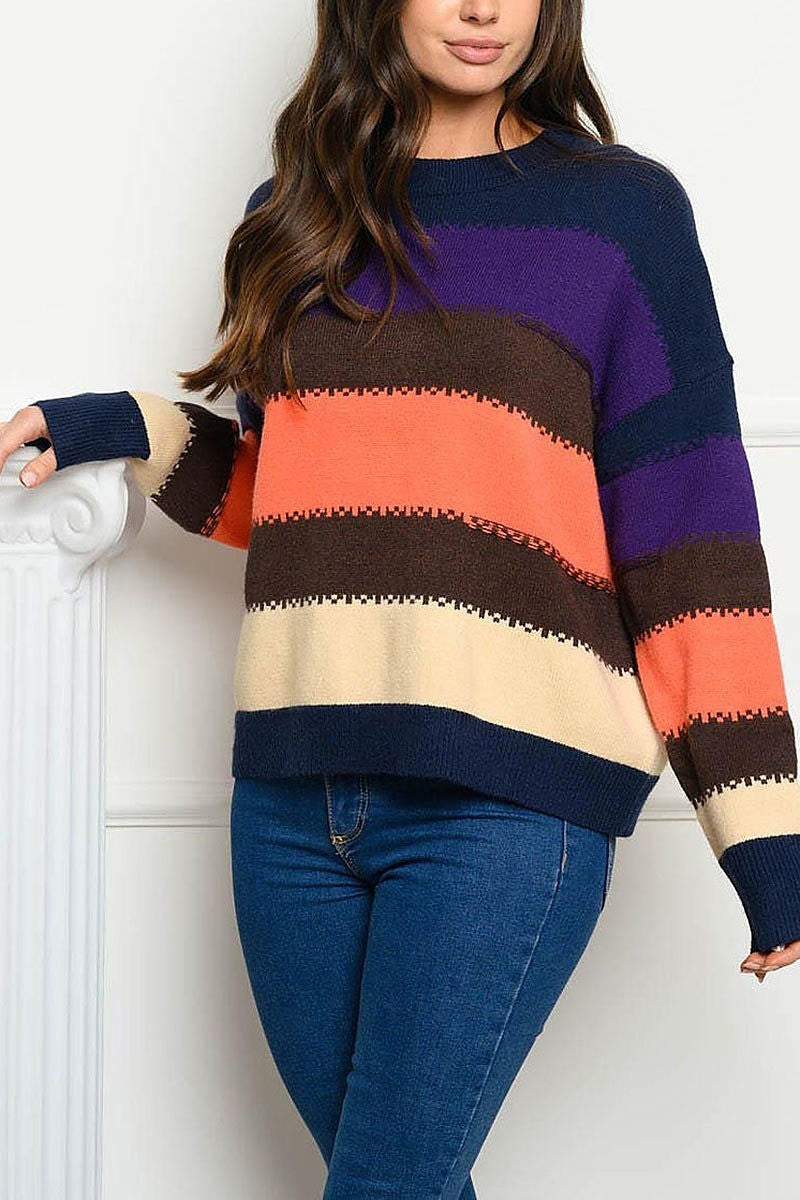 Long sleeve colorblock sweater (EDWT4053)