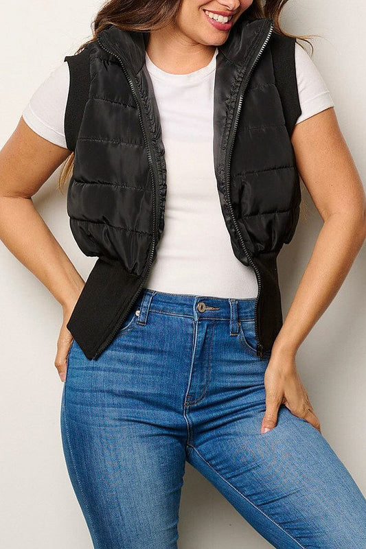 Sleeveless zip up puffer vest (EFWT8081)