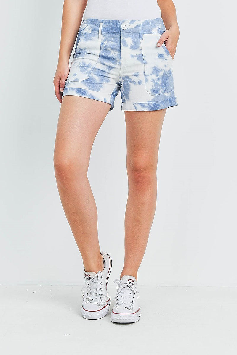 Cuffed hem pocket front tie dye shorts (DGB3109-MW1D)