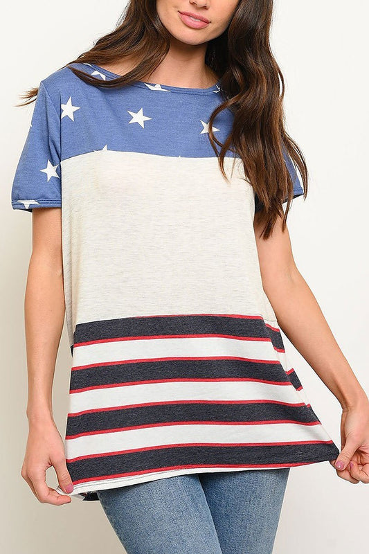 Stars and stripes knit top (EDWT2204)