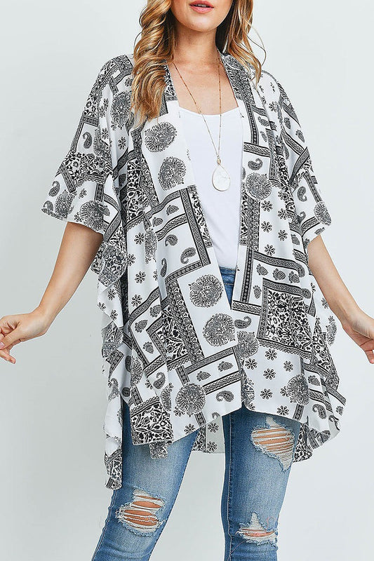 Mandala paisley ruffle kimono (ED9241)