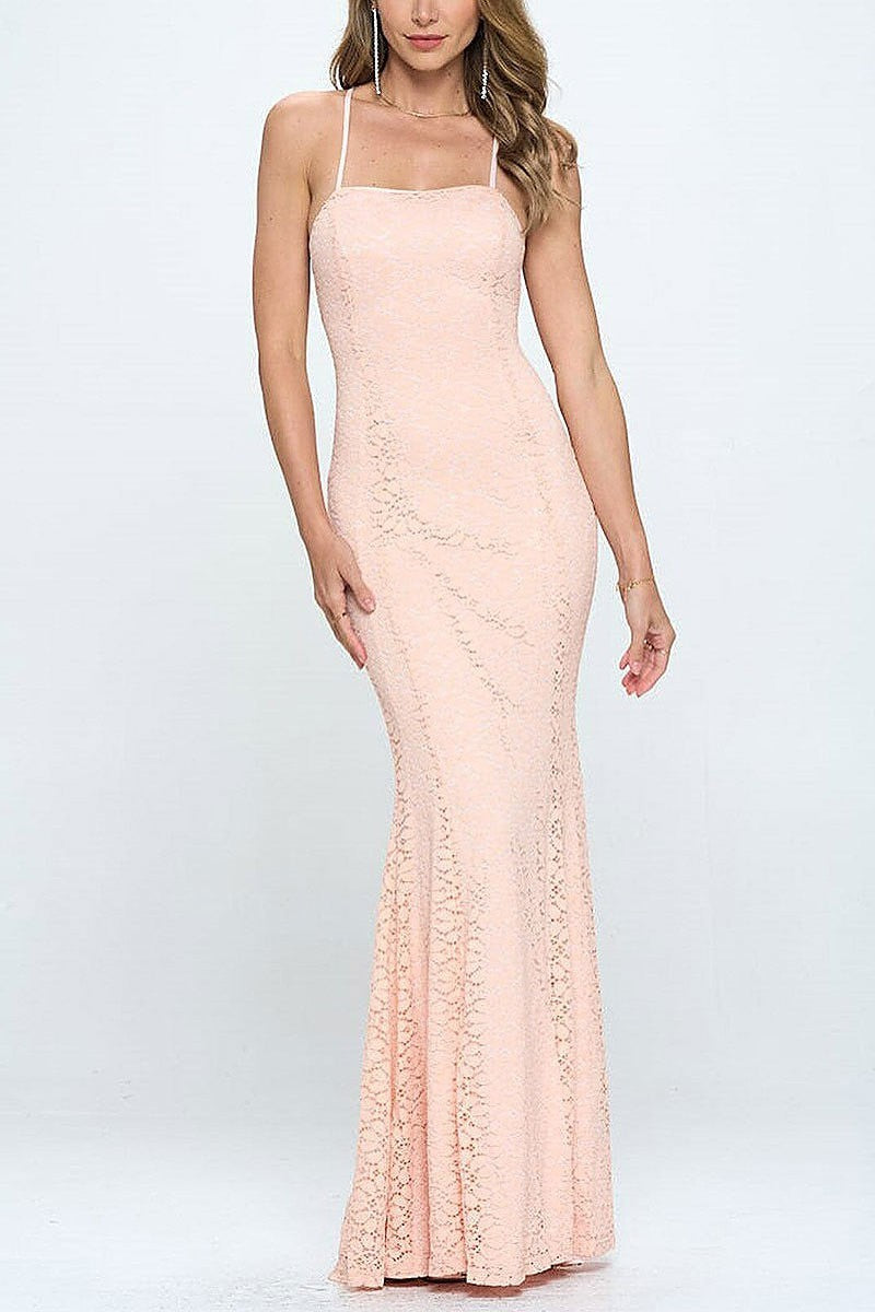 Sleeveless open back bodycon maxi dress (EFWT7667)