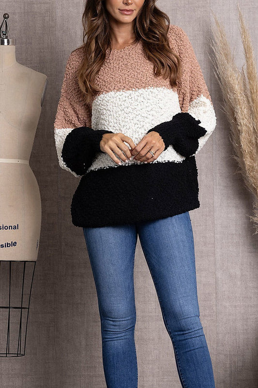 Color block long sleeve sweater (EDSW3484)