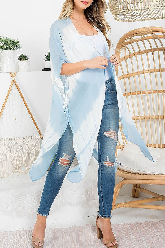 Tie dye two open front kimono (EF3258)