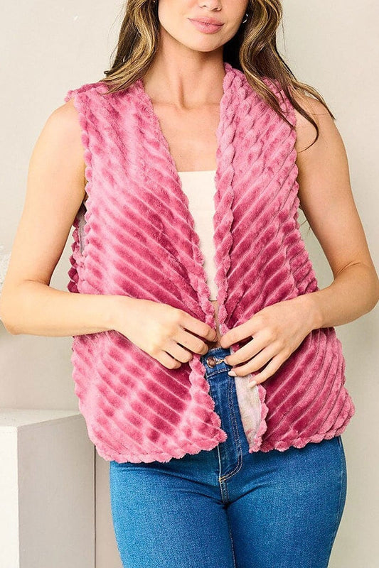 Sleeveless open front velvet vest (EFWT3893)