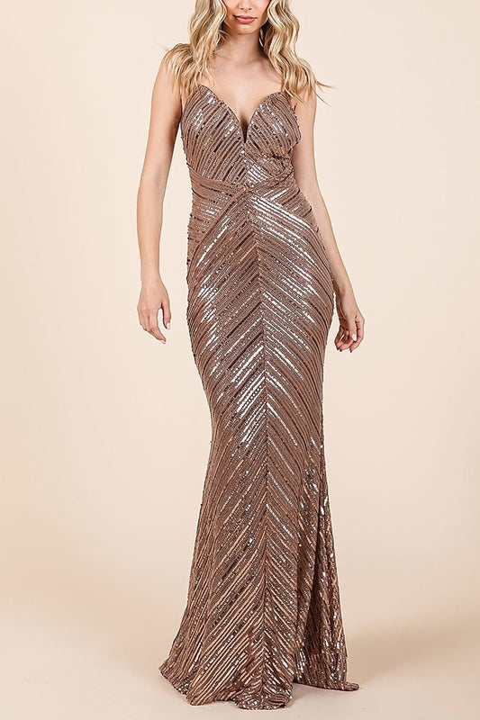 Spaghetti strap sequin maxi dress (EDH2206)