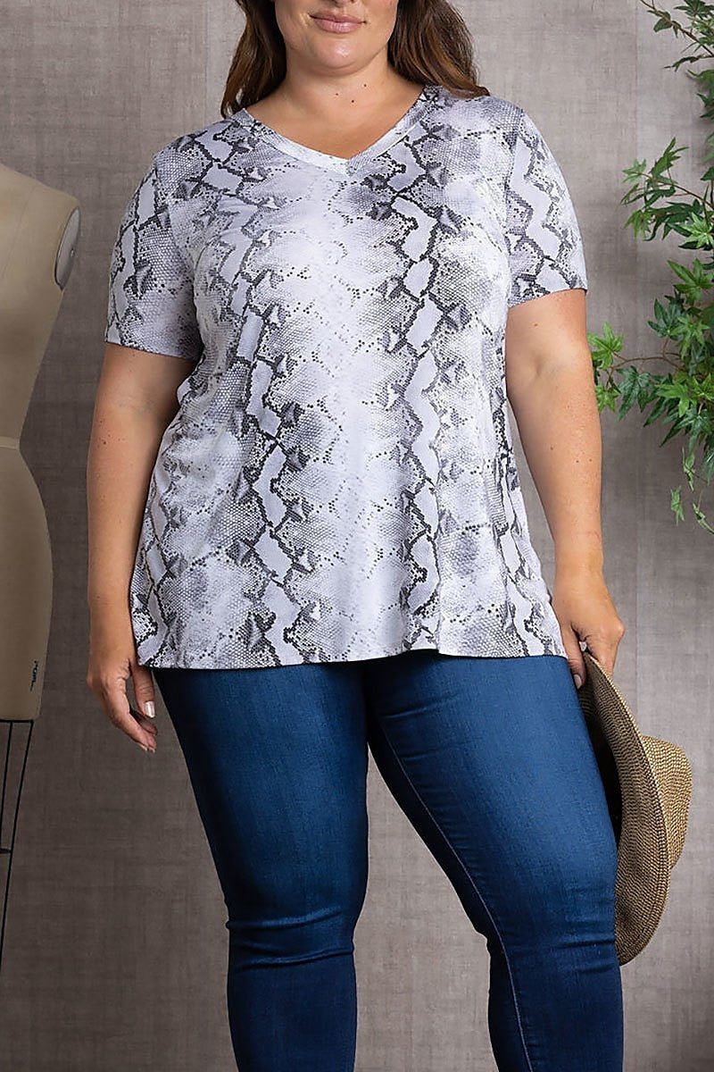 Snake print v-neck plus size tunic (EDSW3397)