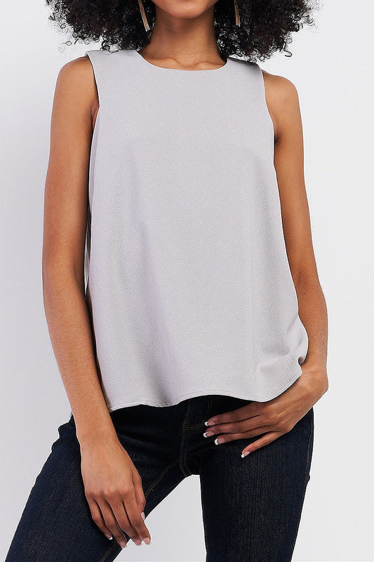 Embroidered trimmed side detail crew neck top (TDG7697)