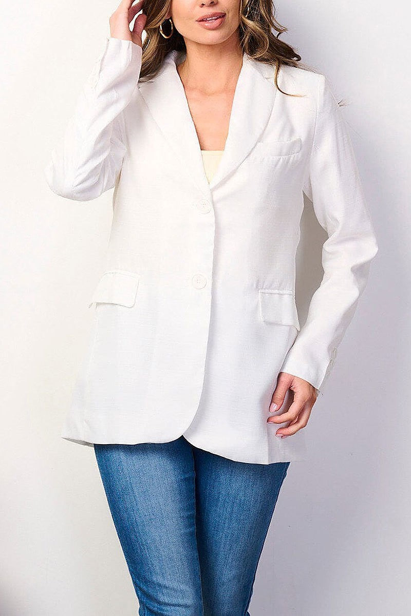 Long sleeve button closure pockets blazer (EFWT8815)