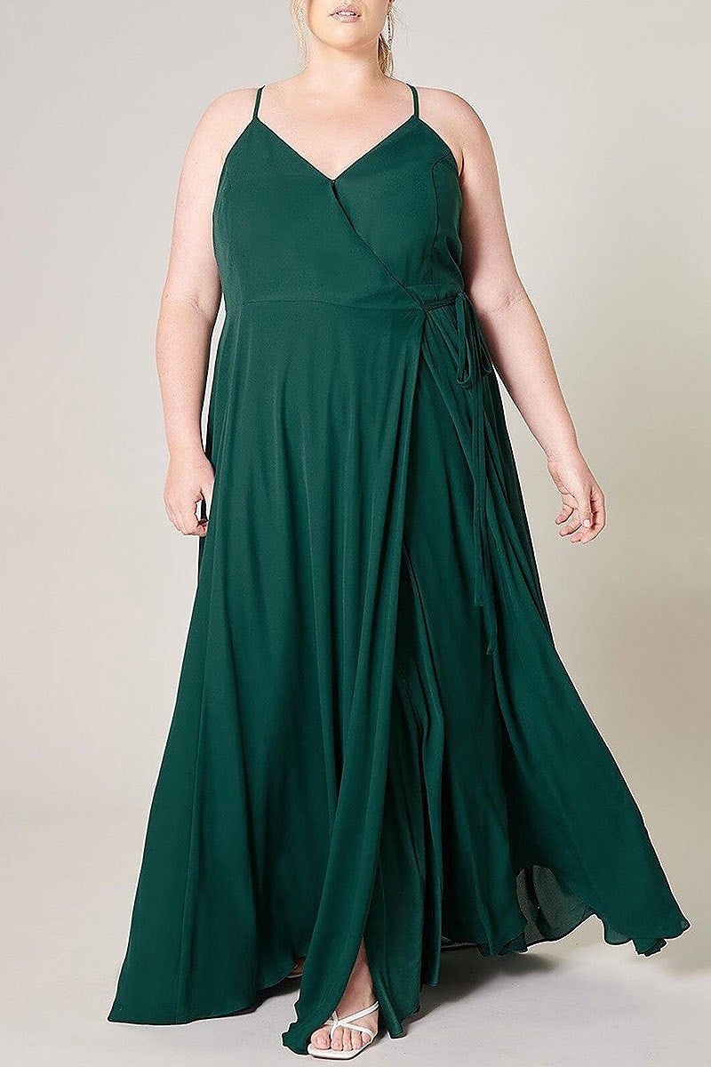 Sleeveless surplice open back maxi dress (EFWT3233)