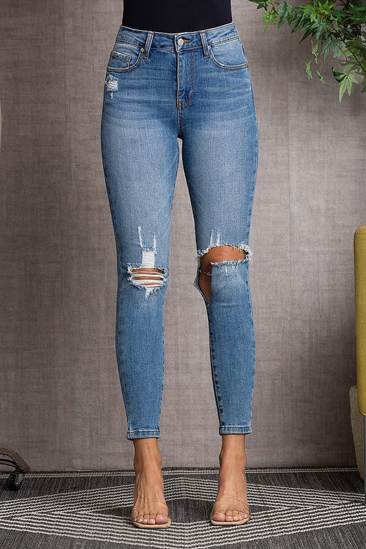 High rise ripped skinny denim jeans (EDSW3116)