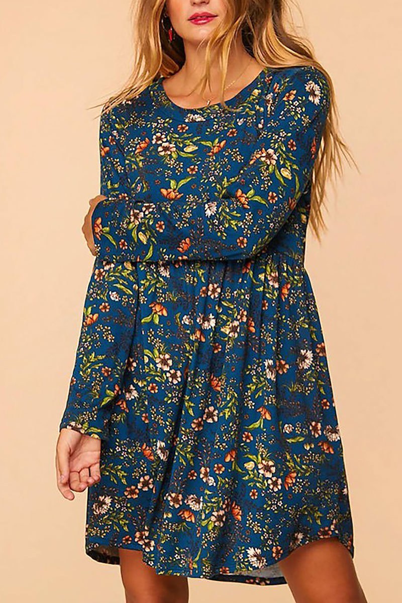 Floral babydoll swing pocketed dress (EDBM5558)