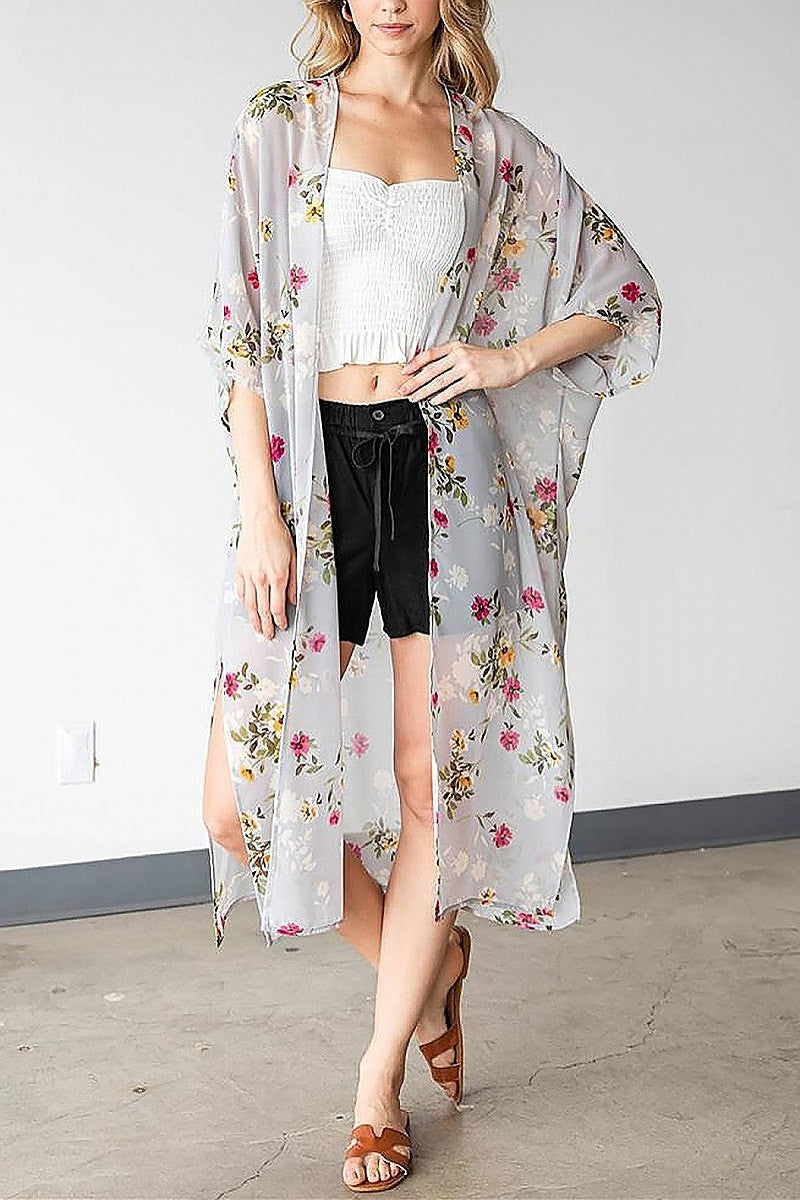 Floral long body cardigan (EF6115)