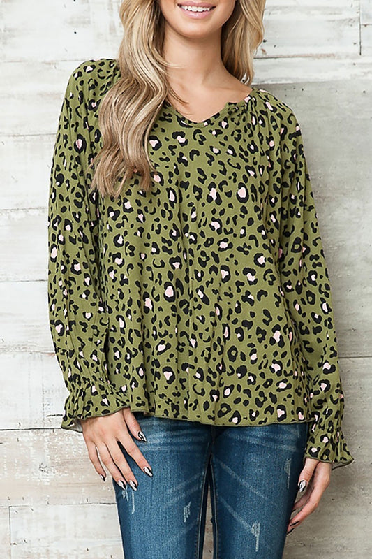 Animal print long sleeve top (EF4855)