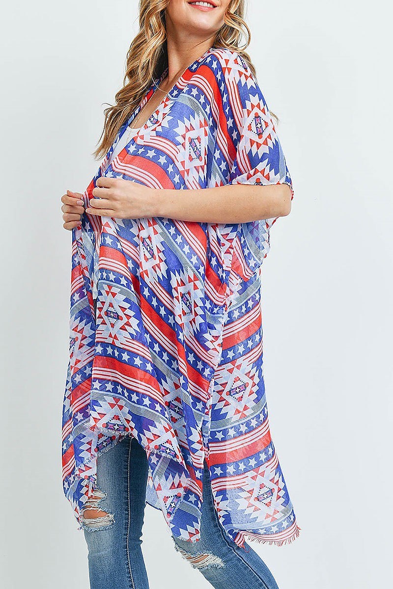 Star and stripe aztec kimono (ED9237)