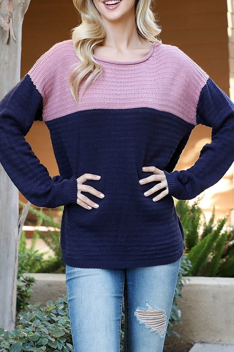 Color block knit sweater (DGS6340)