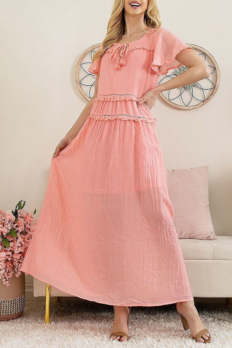 Ruffle detail maxi dress (DED8249)