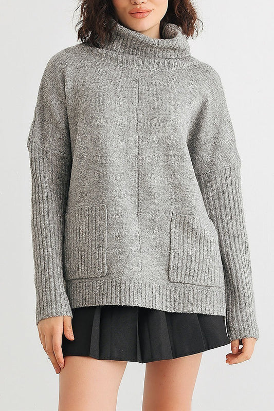 Turtle neck two pocket sweater (TED2009)