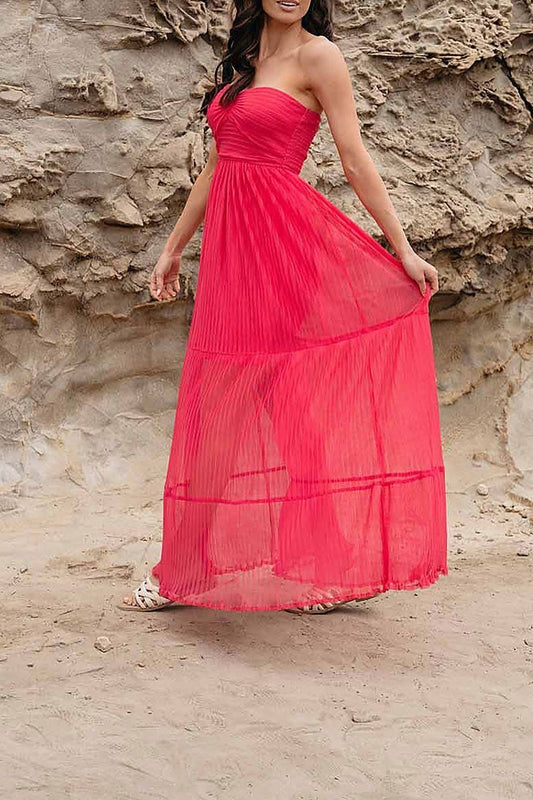 Sleeveless tiered smock maxi dress (EFWT9916)