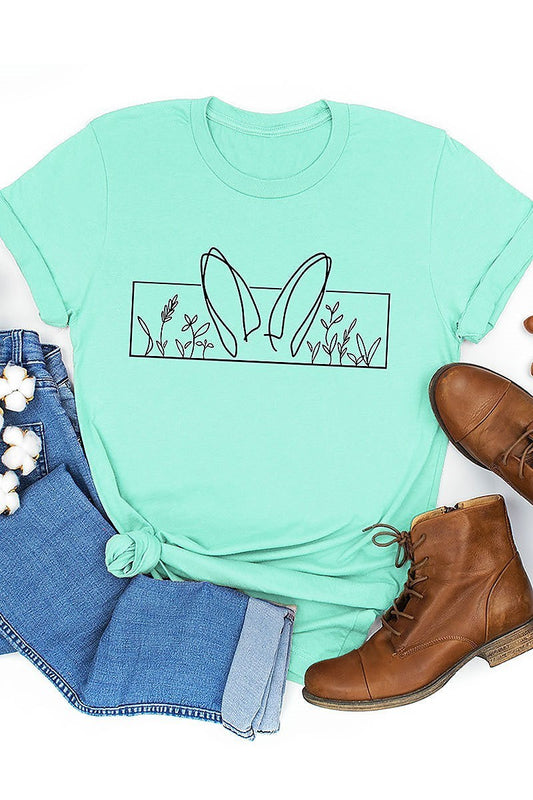 Bunny ears flowers graphic top (EF3736)