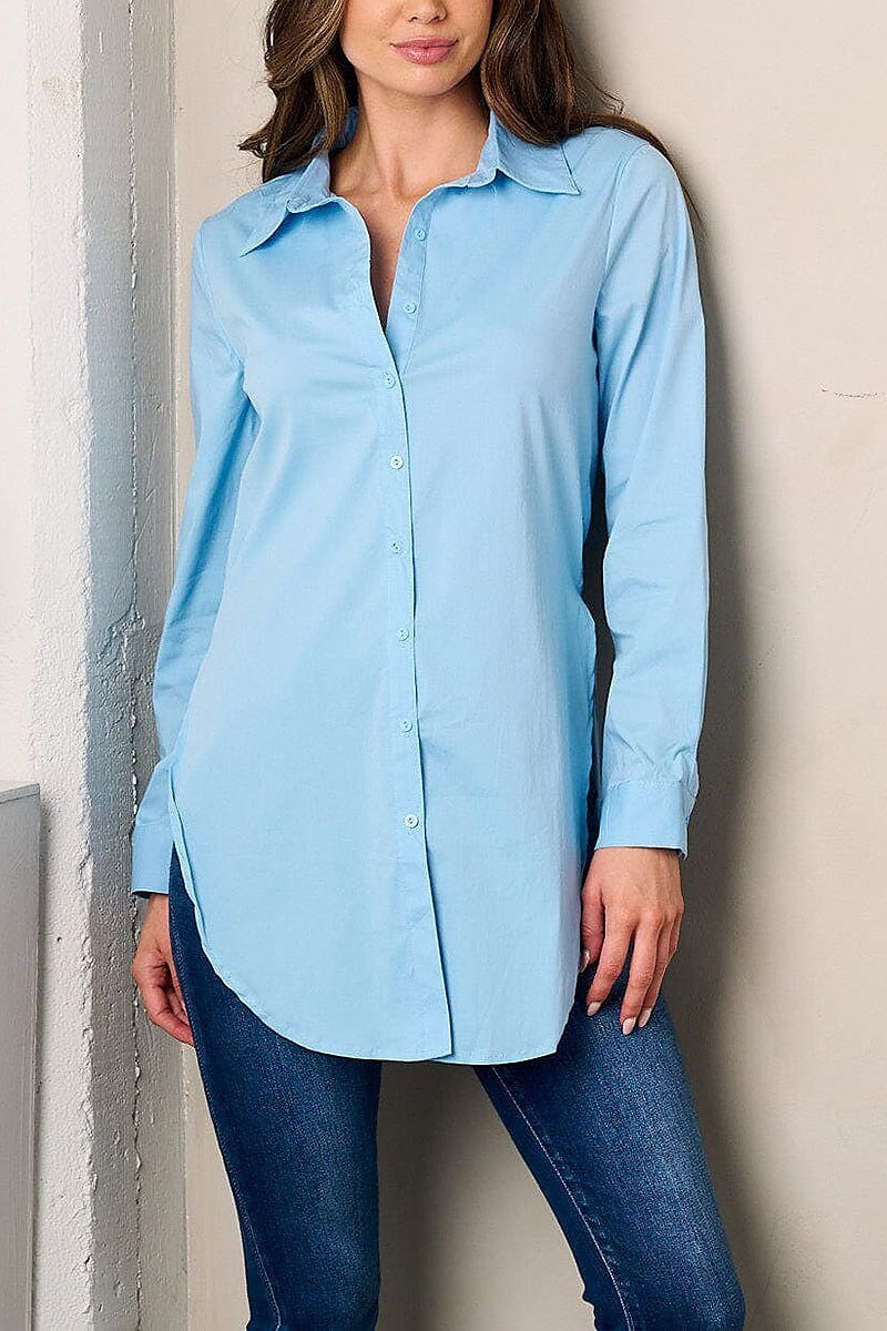 Long sleeves button up blouse top (EFWT3909)