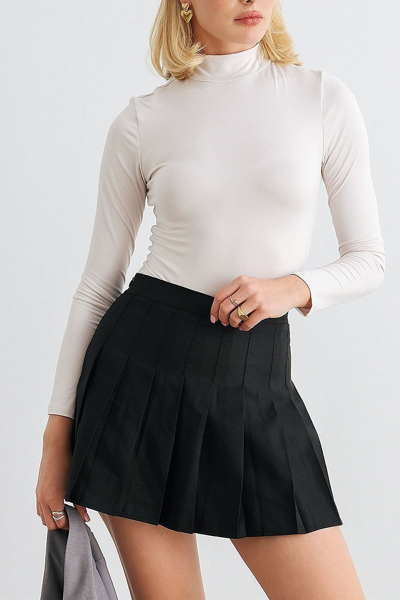 Lone sleeve mock neck cutout back bodysuit (TED1993)