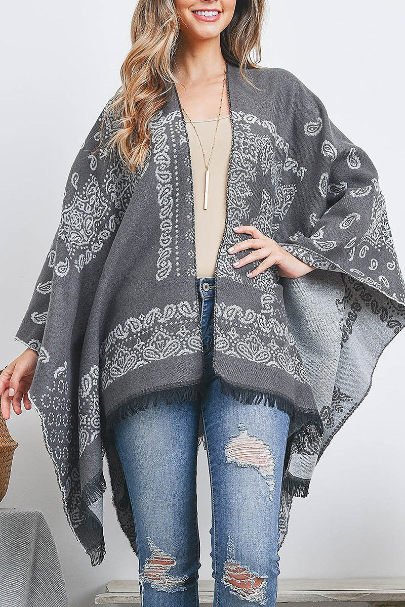 Paisley print ruana wrap kimono (DGS5447)