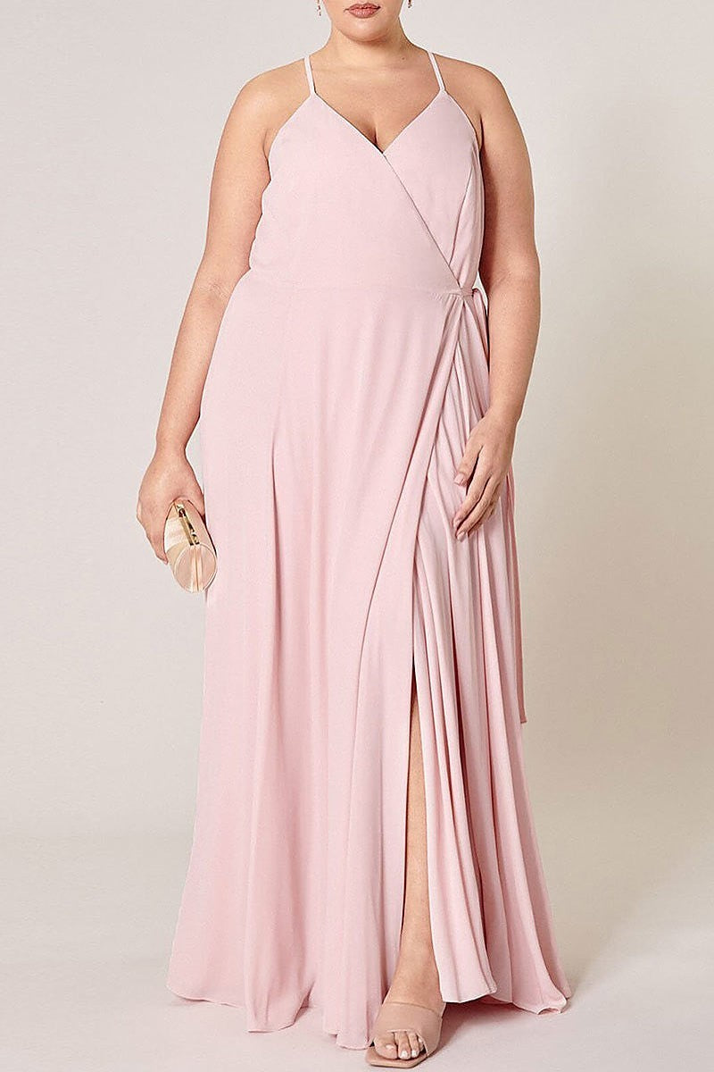 Sleeveless surplice open back maxi dress (EFWT3245)