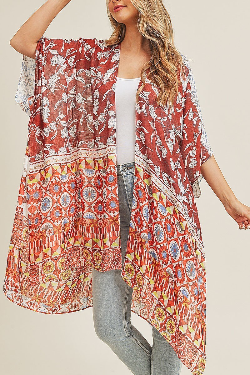 Multi print boho kimono (EF3460)