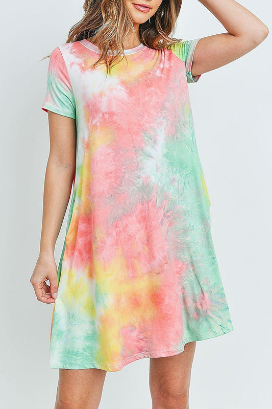 Tie dye pocket swing dress (DED6415)