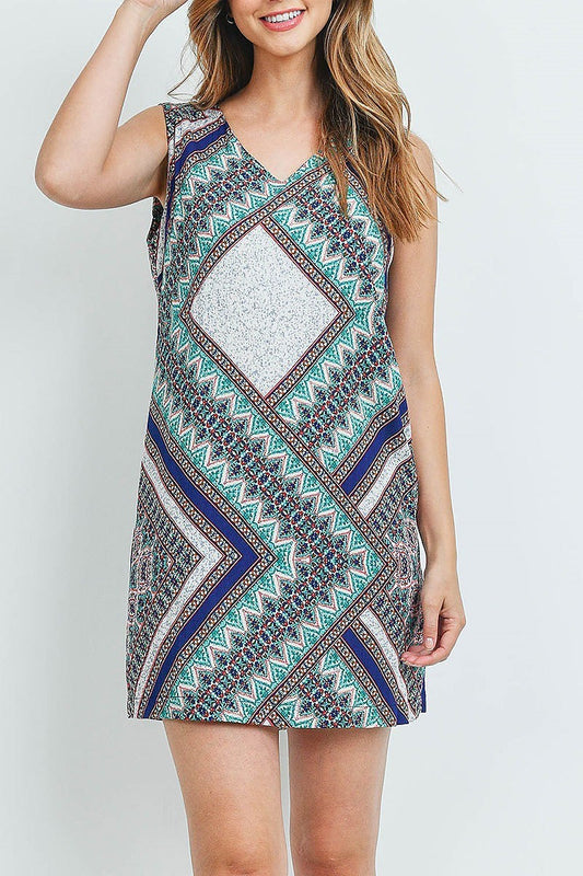 Tribal print shift dress (DED5953)