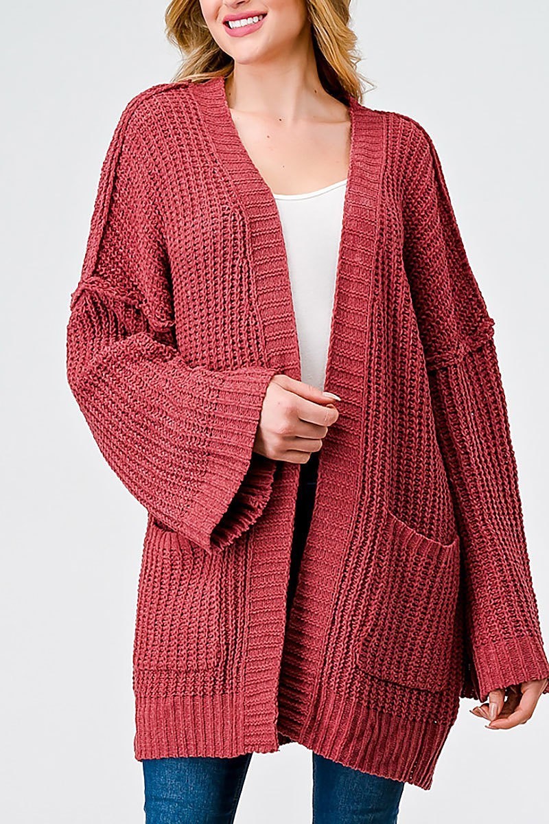 Long sleeve pocket detail open front cardigan (TED2019)