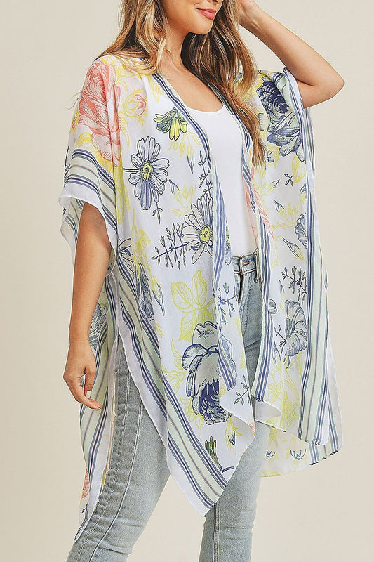 Boho multi flower pattern kimono (EF3402)