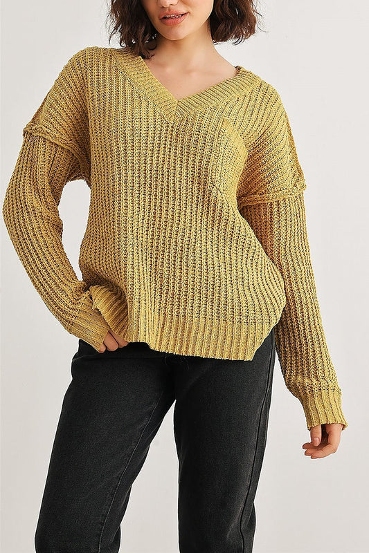 One pocket v neck sweater (TED2042)