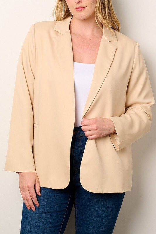 Long sleeve open front front pockets blazer (EFWT9144)