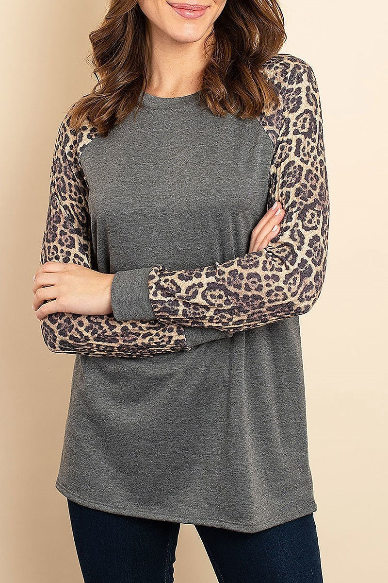 Animal print color block top (ED8012-1)